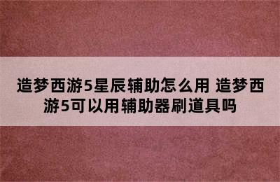 造梦西游5星辰辅助怎么用 造梦西游5可以用辅助器刷道具吗